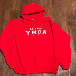 YMCA Red Sweatshirt Hoodie men’s sz L pullover